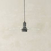 Space Age ceiling lamp by Ikea from the 1980s with two plexiglass plates and canopy made of black injection-moulded plastic.