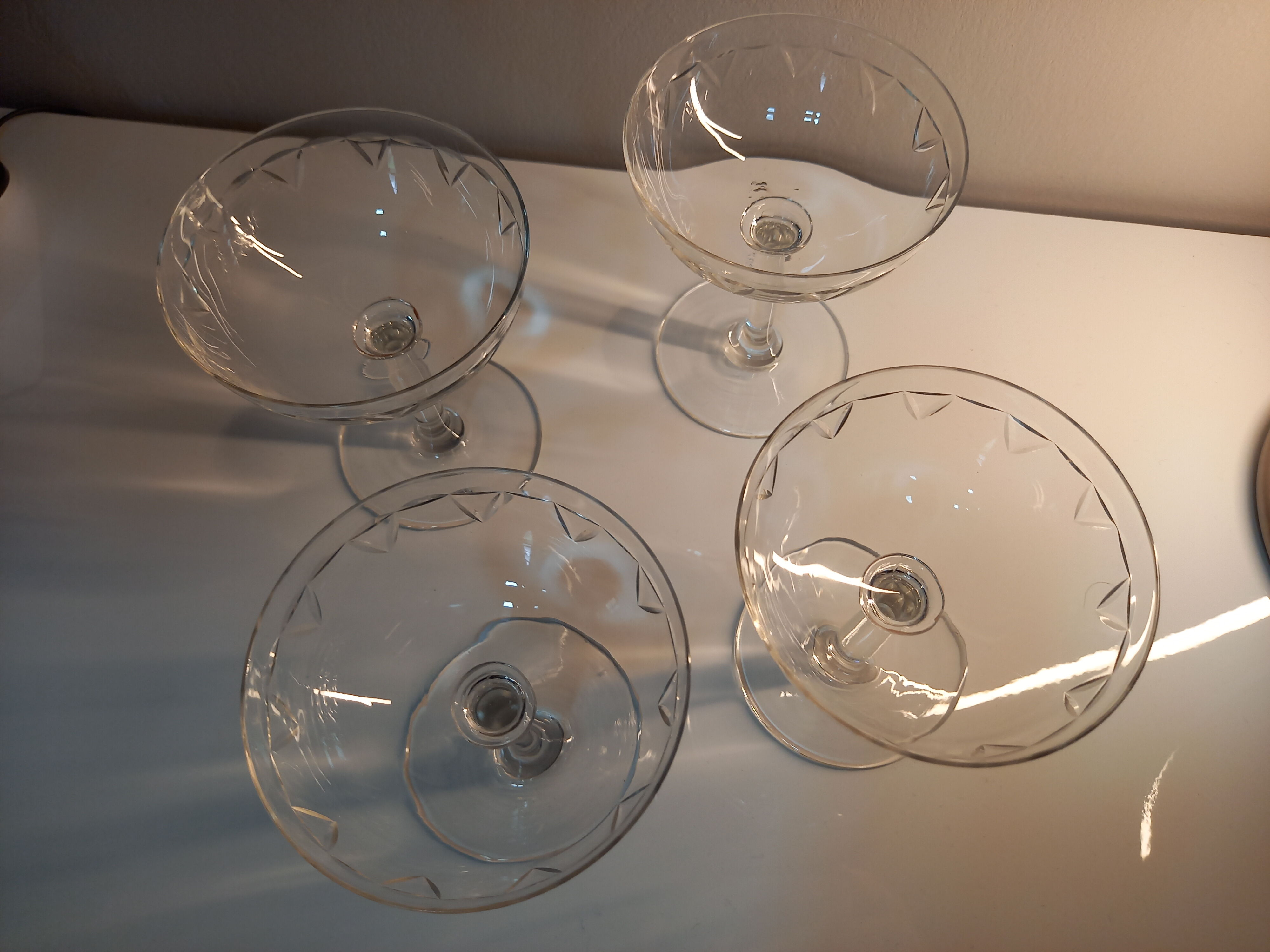 Lot of 4 old champagne glasses