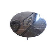 Antique bistro pedestal table in cast iron and veined black marble