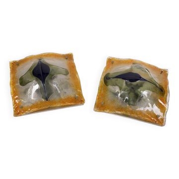 Pair of 1960s Murano glass wall lamps designed by Toni Zuccheri for Mazzega