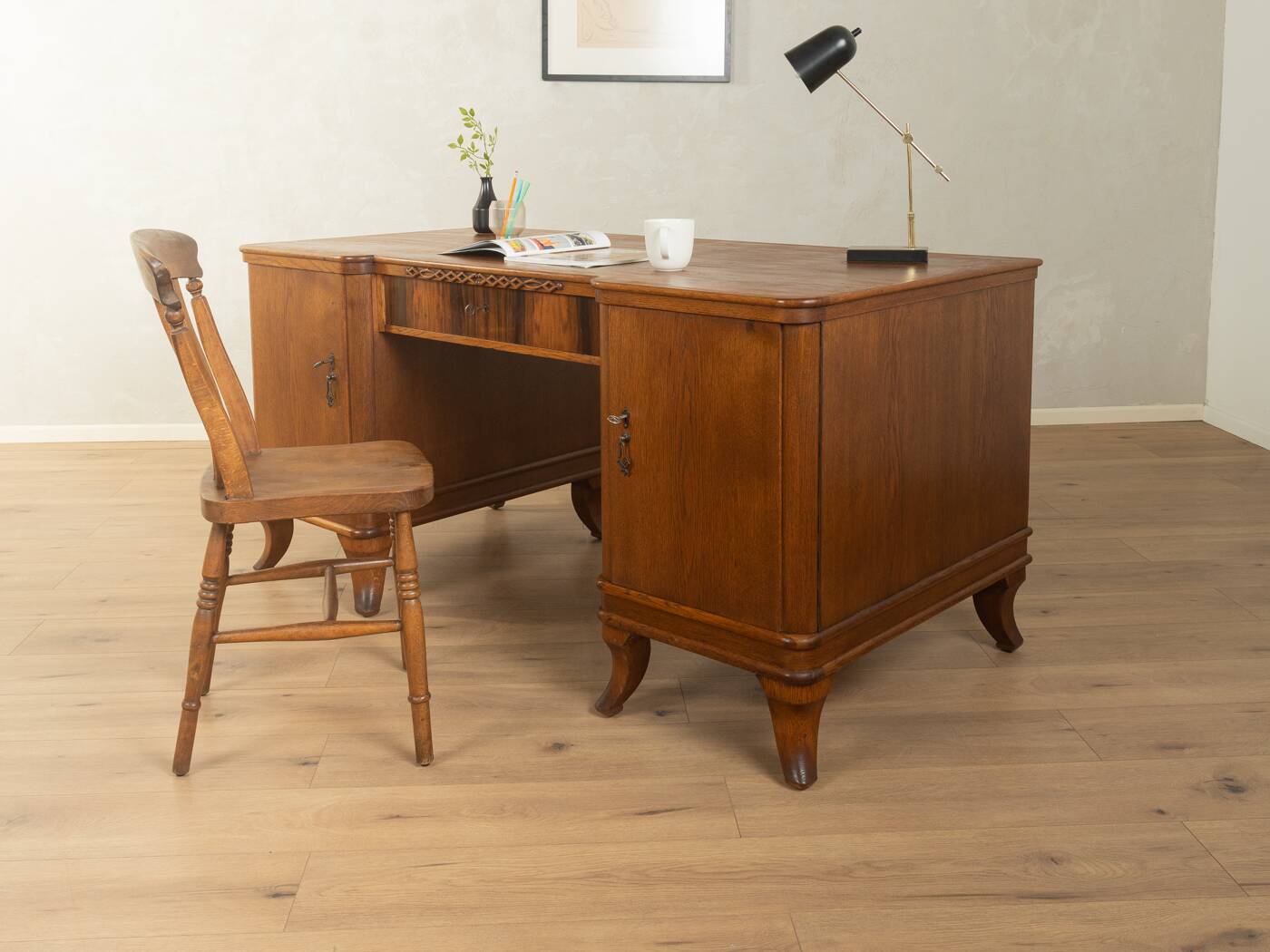 Elegant Art Deco desk with curved legs