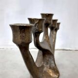 Brutalist vintage solid candle holder brass by Gilde Handwerk