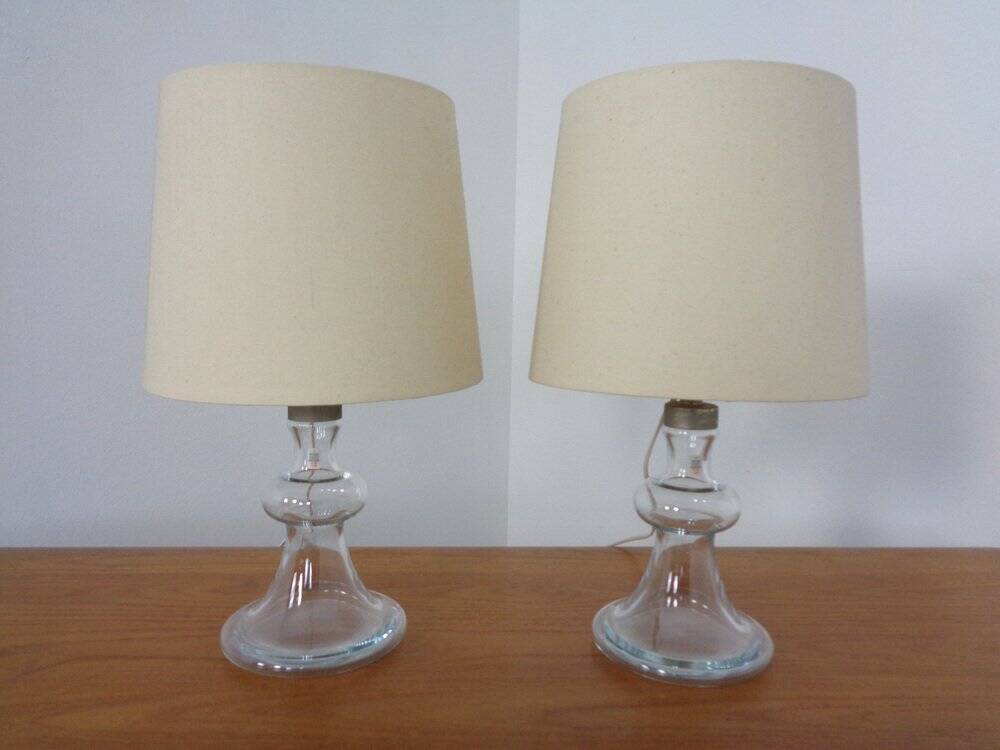 Glass table lamps by Michael Bang for Holmegaard, 1970s, set of 2.