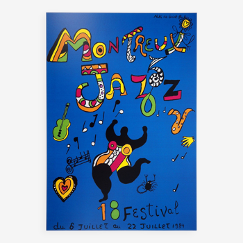 Sérigraphie signée Niki de Saint Phalle "dancing nana", Montreux jazz, 1984
