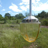 Suspension art déco globe en verre jaune