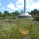Suspension art déco globe en verre jaune