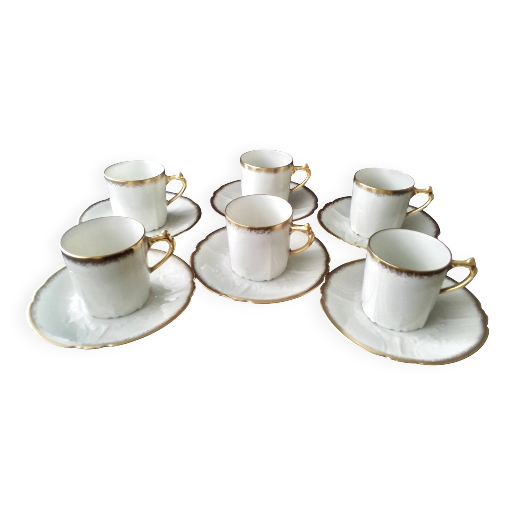 6 antique coffee cups in Limoges porcelain
