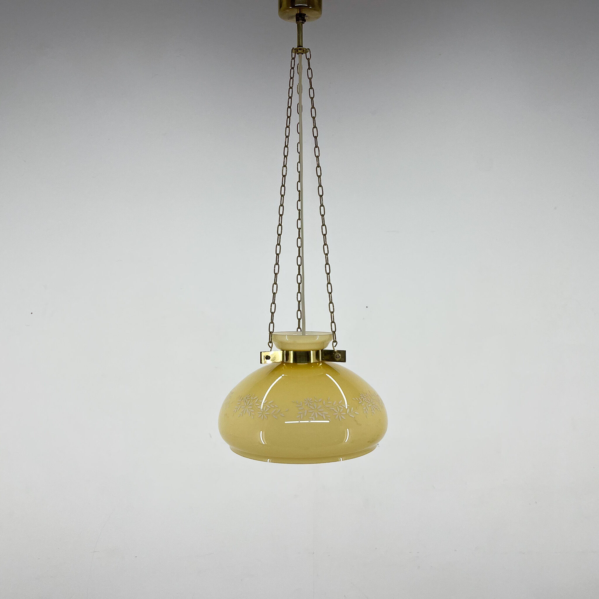 1950's Glass & Brass Pendant Light