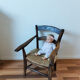 Vintage children's armchair in wood and straw, 50s