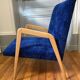 Scandinavian blue velvet armchair