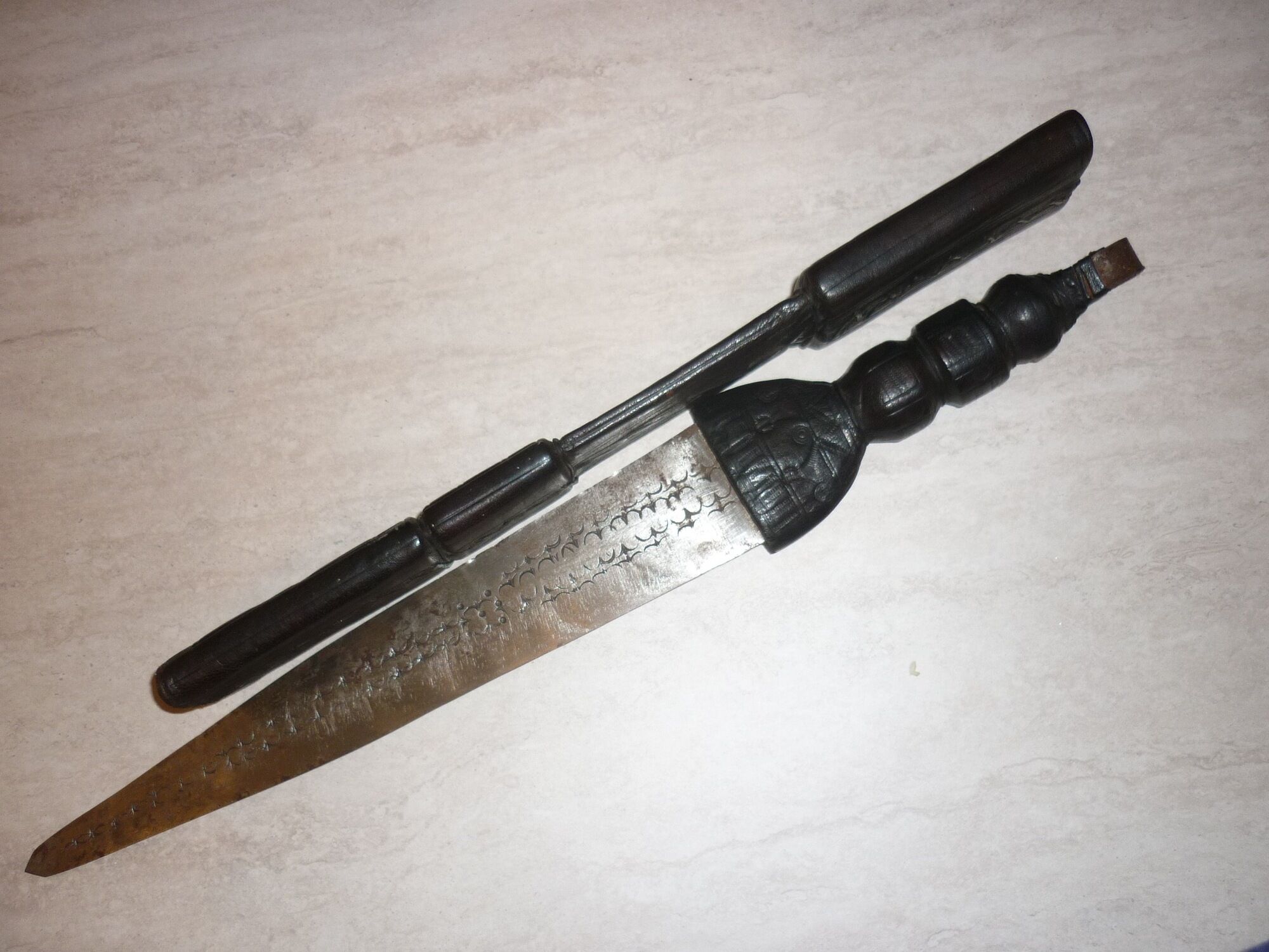 Tuareg knife with wooden case covered with leather 56 cm
