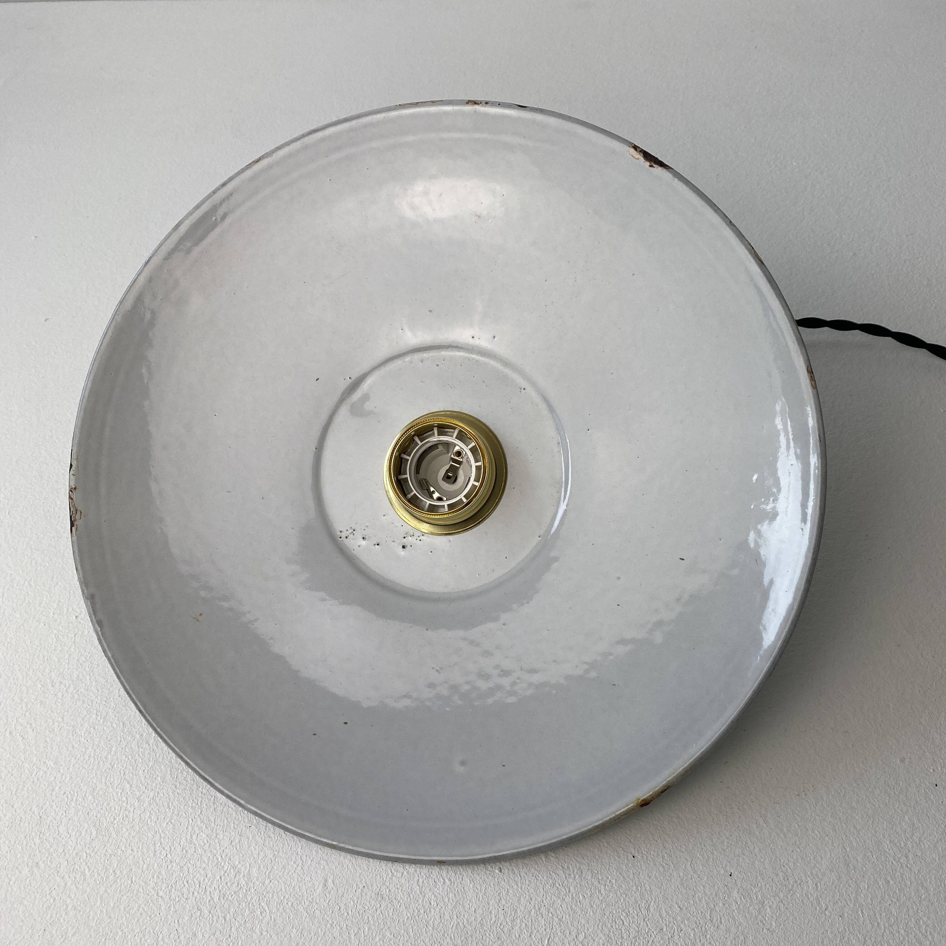 Old large industrial enamelled pendant 29.5 cm
