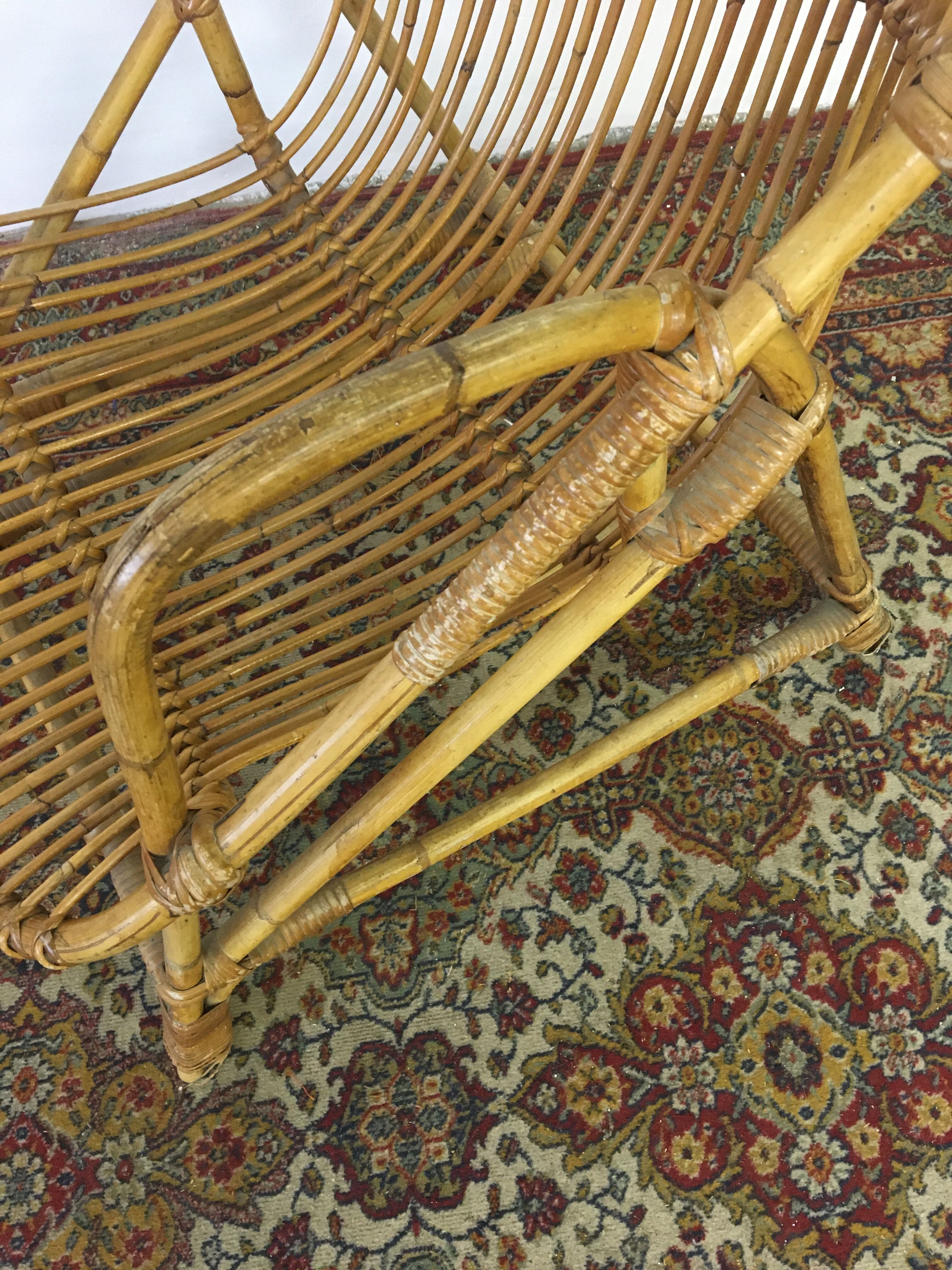 Rattan shell armchair