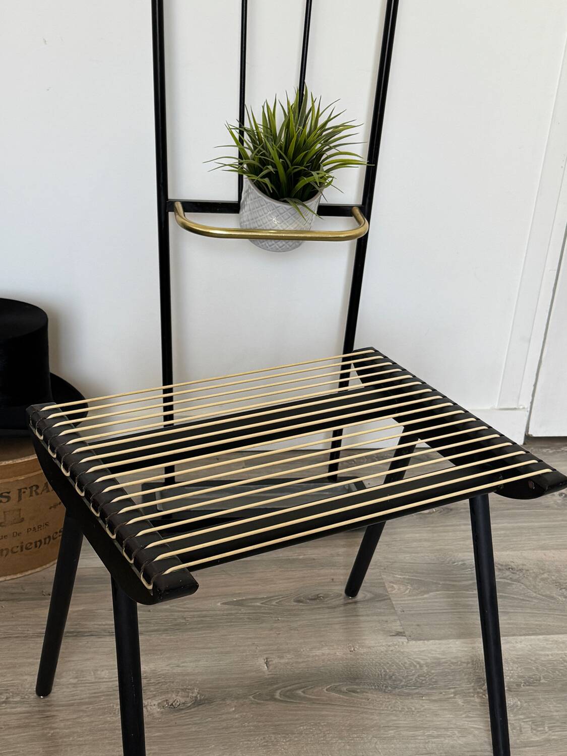 Vintage black Georges Tigien stool