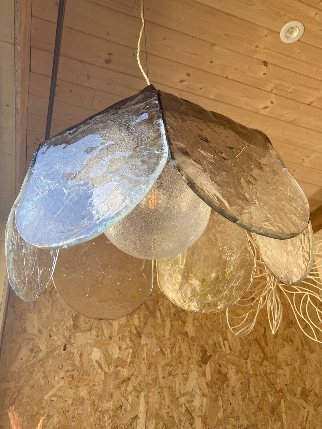 Suspension Pétale en verre de Murano par Carlo Nason pour Mazzega, années 60