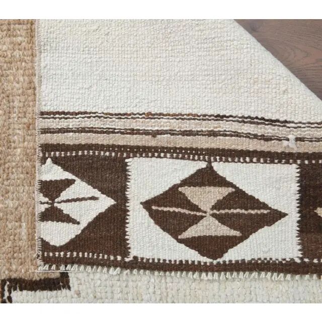 1970s Vintage Turkish Hand-Knotted Wool Cotton Beige Runner Rug 85x310