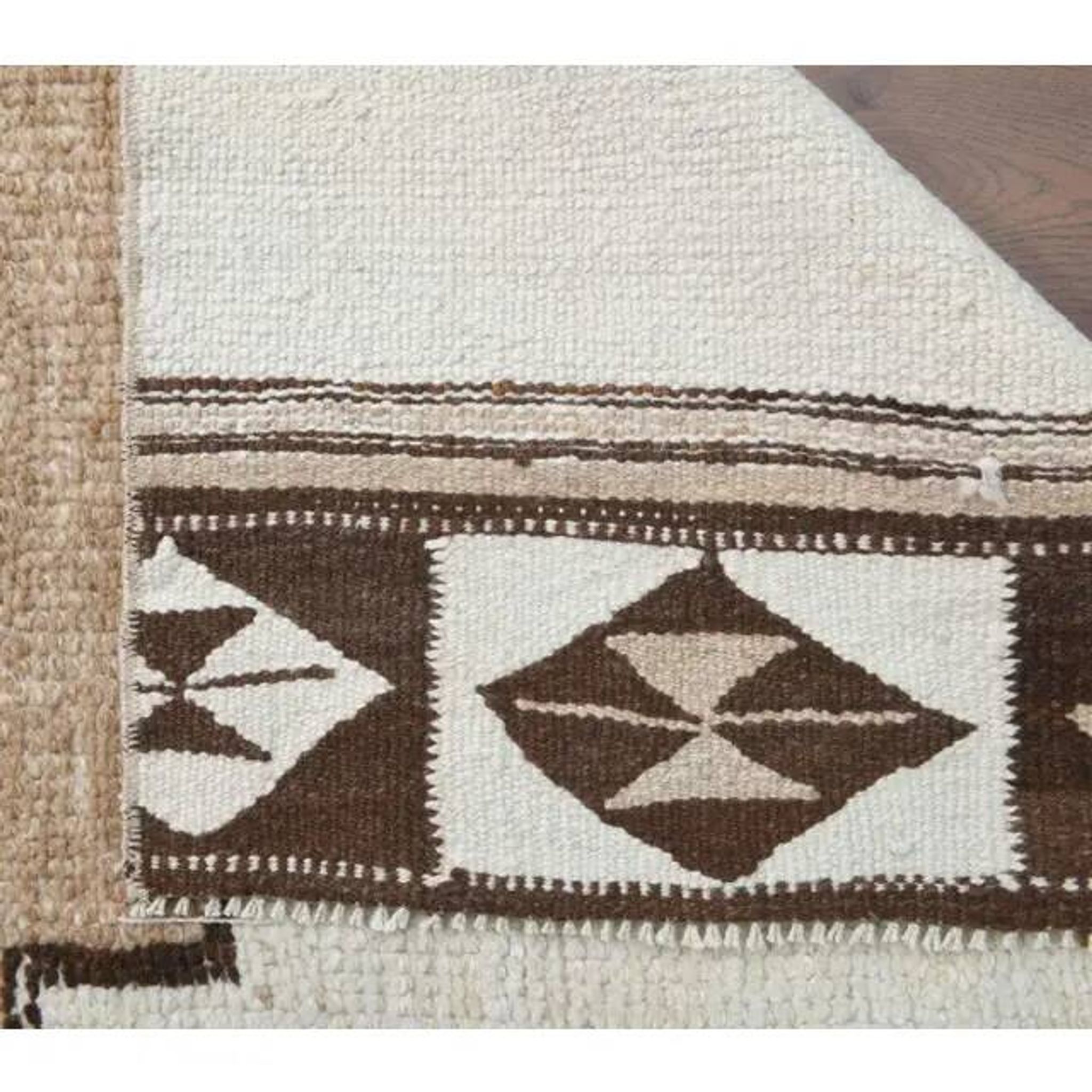 1970s Vintage Turkish Hand-Knotted Wool Cotton Beige Runner Rug 85x310