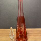 Piriform decanter in cut and tinted red crystal Overlay, Baccarat, Saint Louis