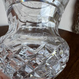 Cut and engraved crystal vase – vintage floral decoration