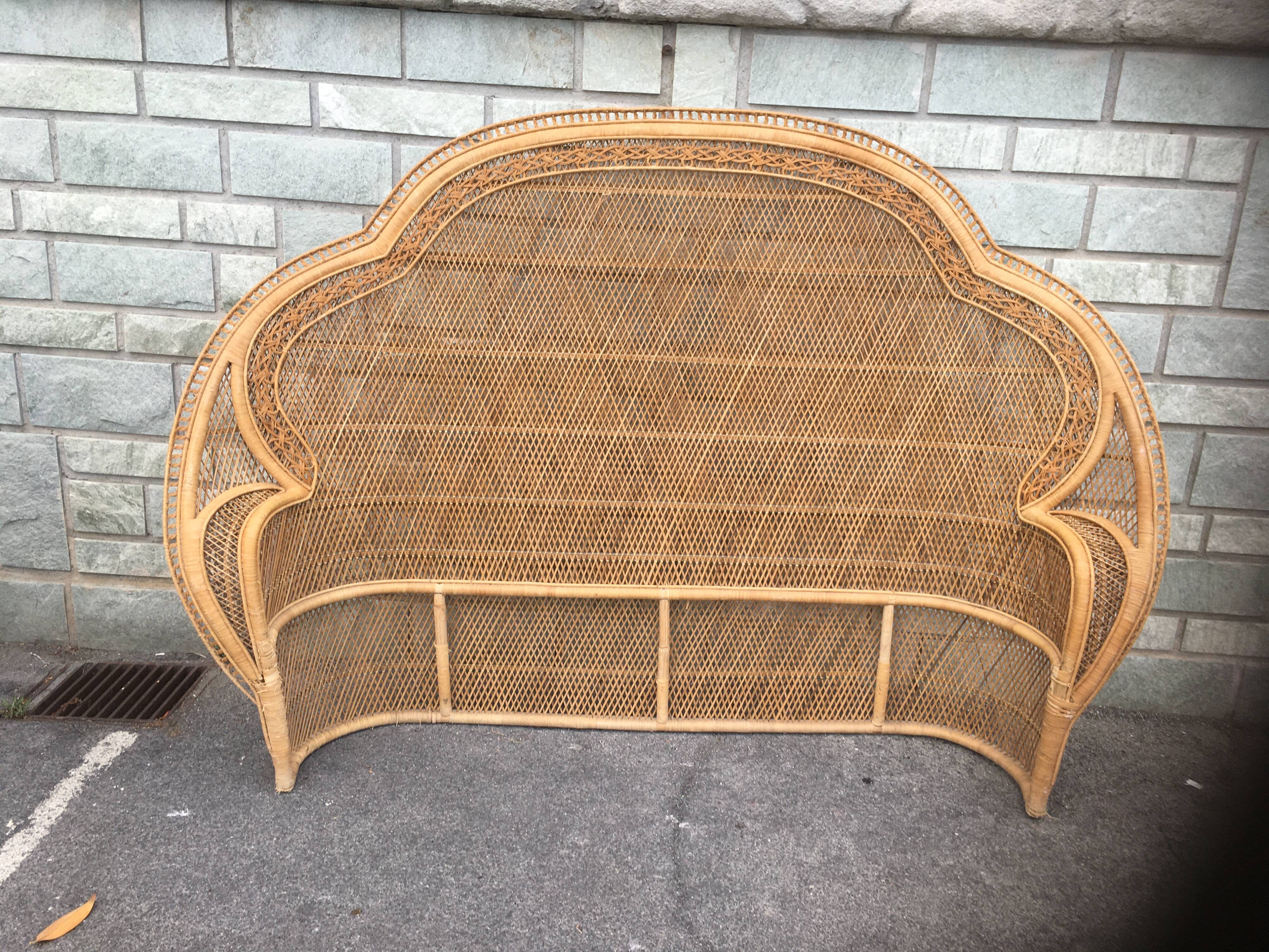 Vintage rattan headboard from the 1970s