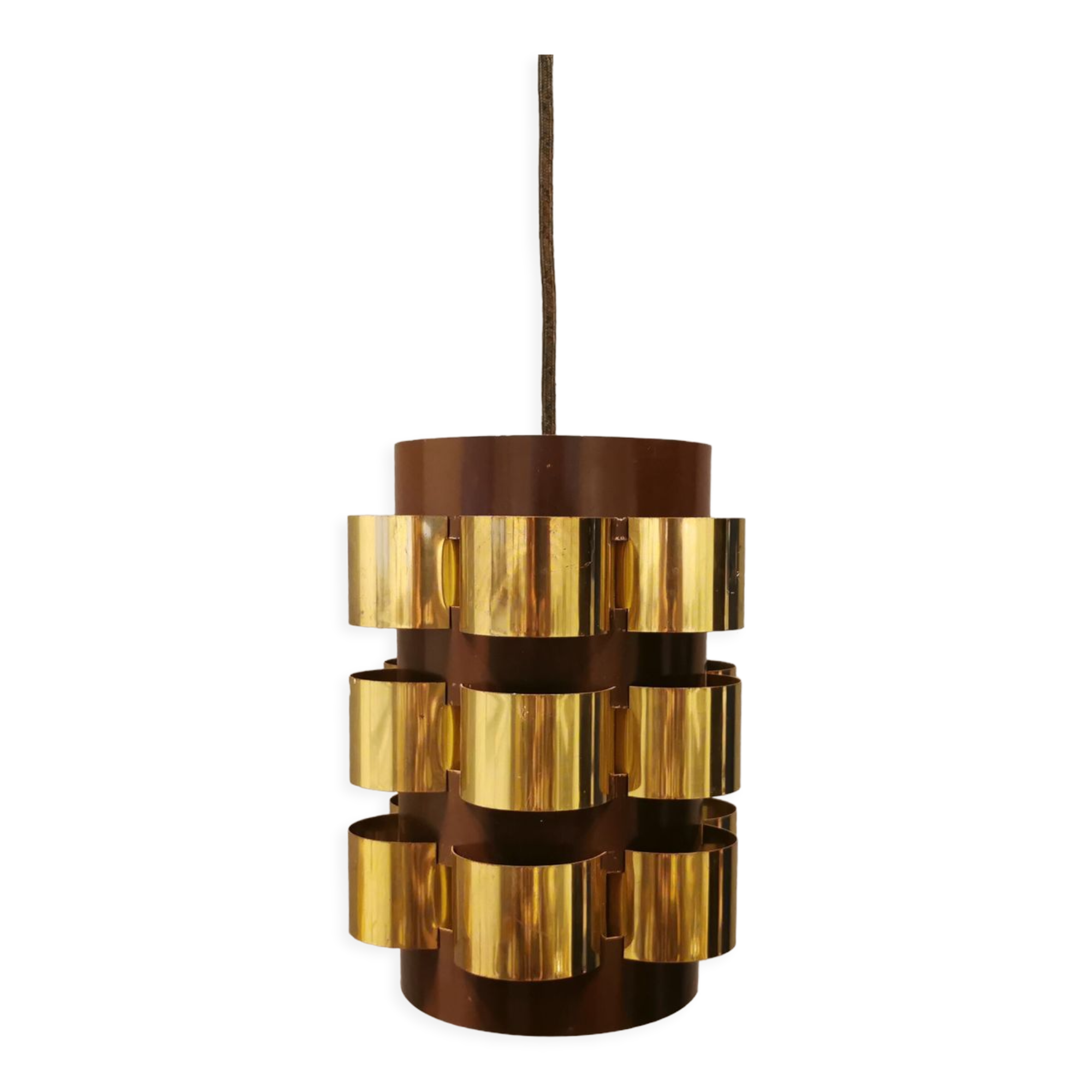 Danish hanging lamp from the 70s, in thin cut metal.