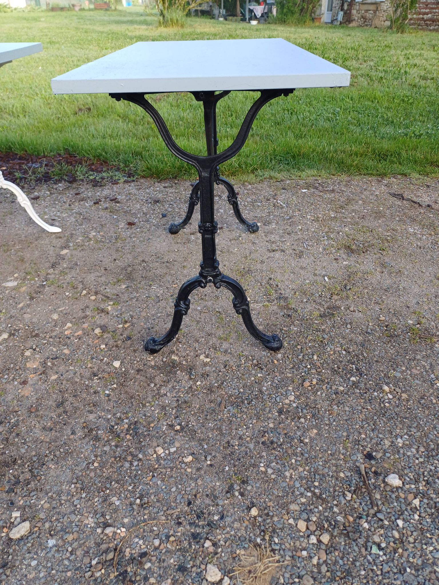 3 Cast Iron and Wood Bistro Tables