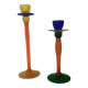 Bougeoirs verre années 1990 post moderne multicolore