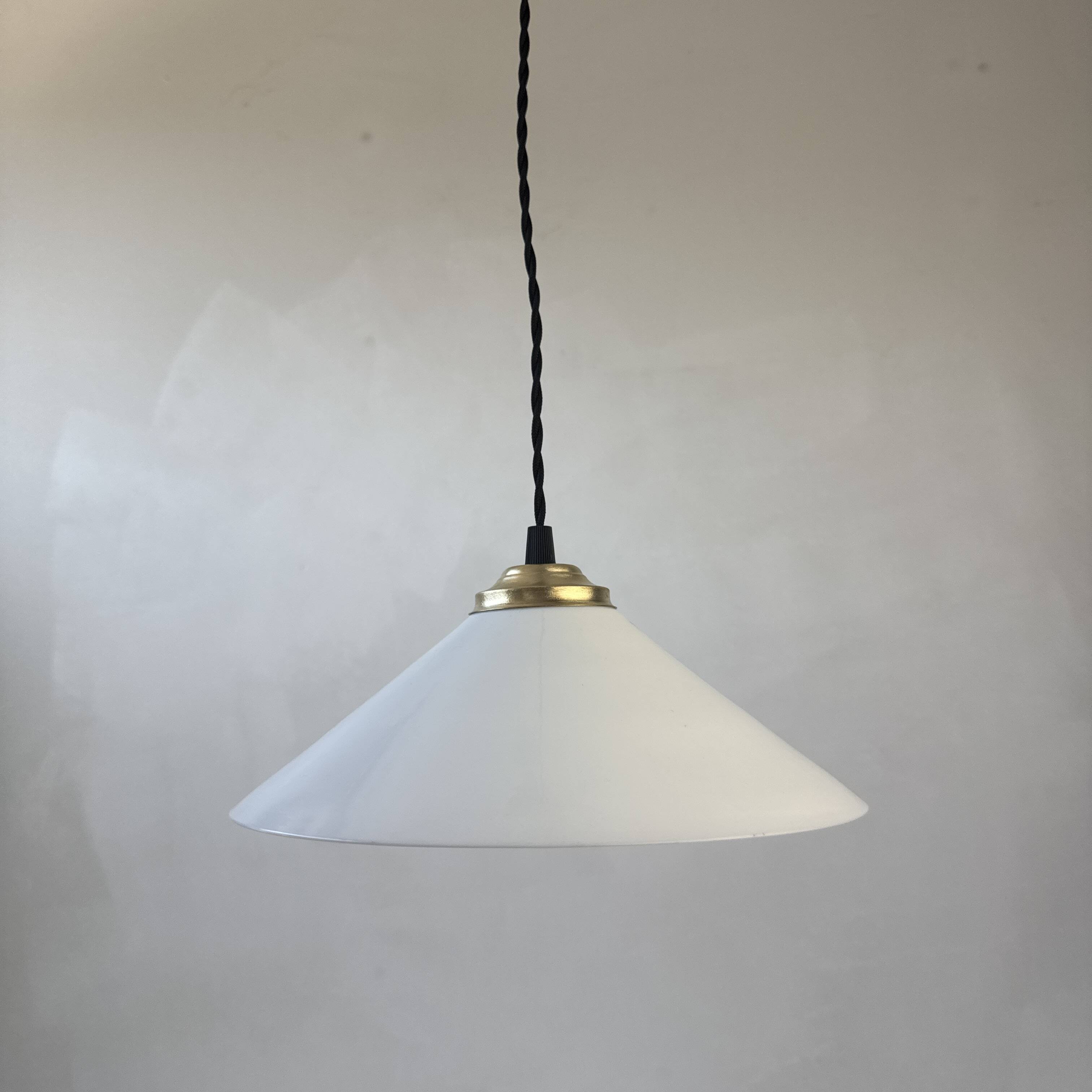 Antique vintage opaline conical pendant light
