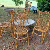 Suite of 4 chairs in rattan Louis Sognot