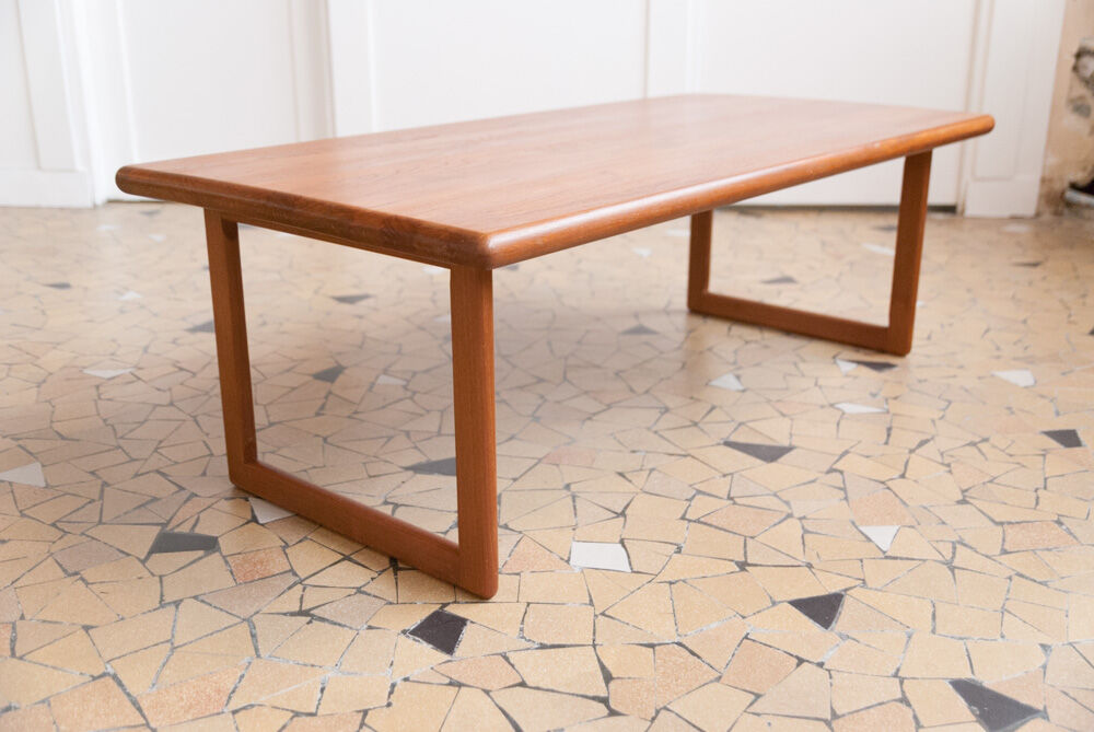 Minimalist solid teak coffee table