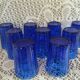 9 antique cobalt blue water glasses