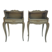 2 tables de chevet style Louis XV, restaurées et peintes "Milk Paint"