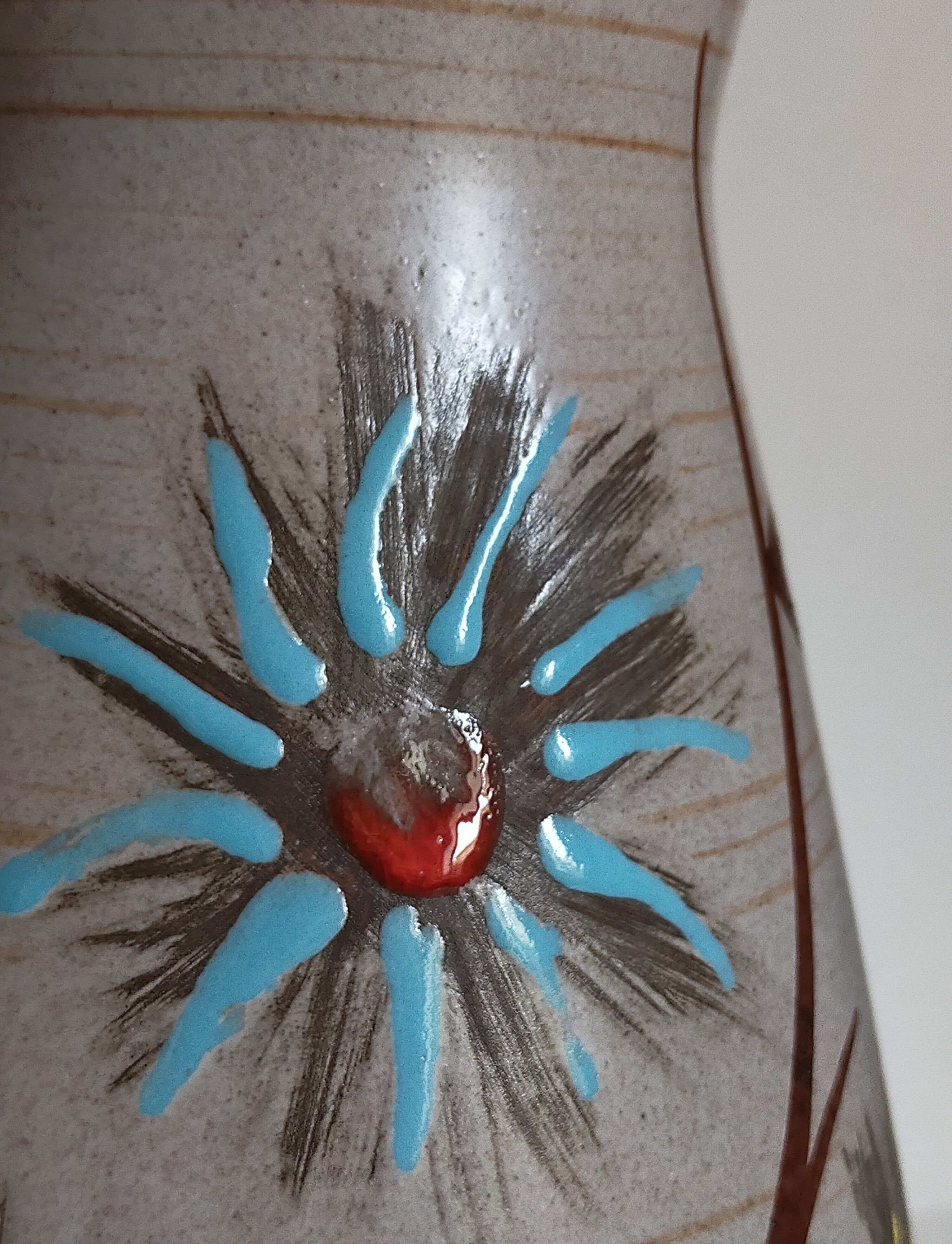German ceramic vase West-Germany with three flowers n°1218
