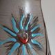 German ceramic vase West-Germany with three flowers n°1218