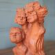 Sculpture signed Doloire, terracotta sculpture with 3 faces, candlestick sculpture, collection, interior decoration.