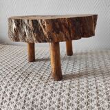 Vintage 1960s Brutalist Tripod Footstool Folk Art