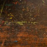 Table antique avec 2 tiroirs en patine