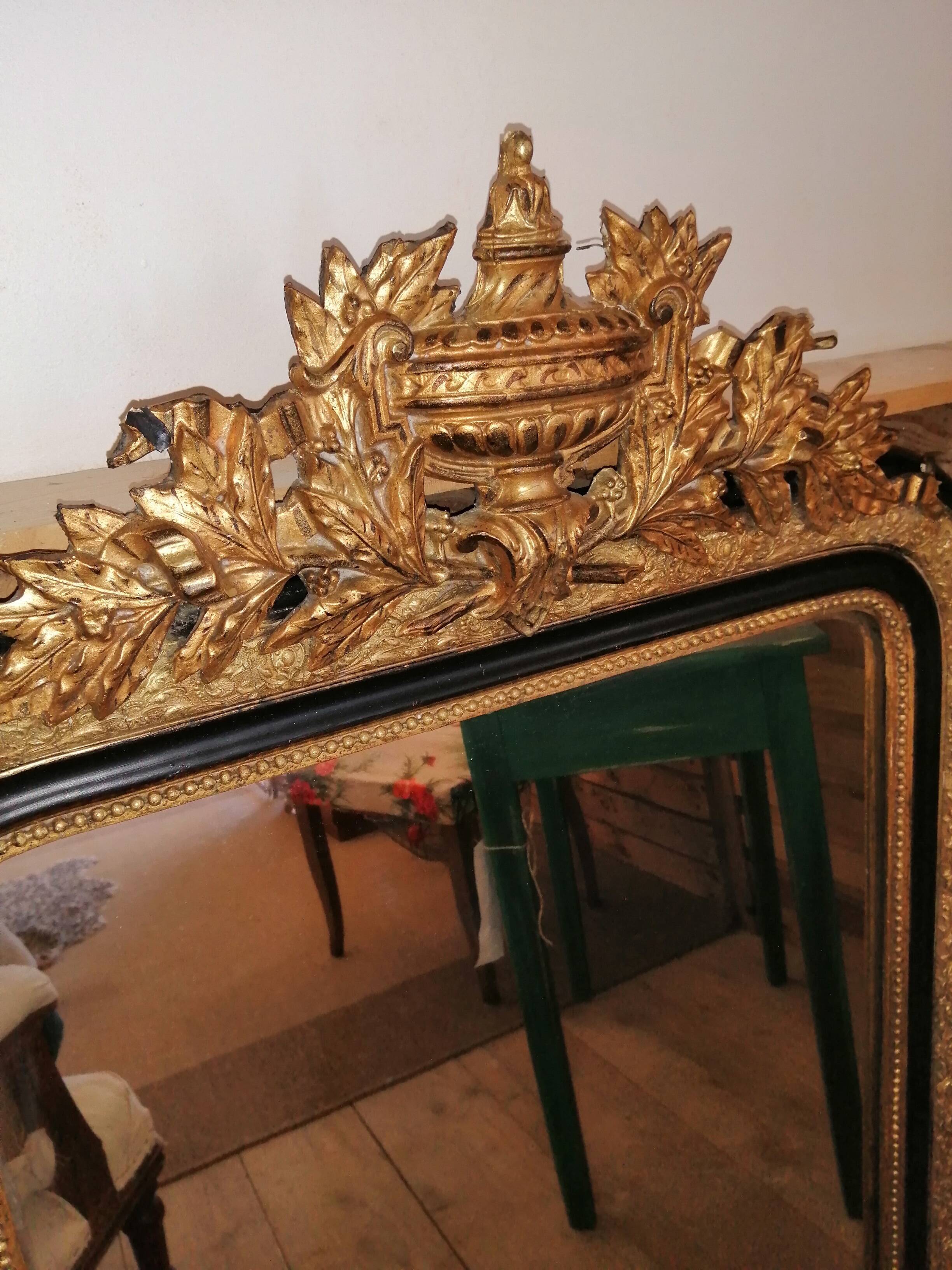 Old gilded mirror Napoleon III style