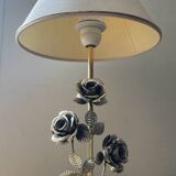 Vintage Franco Italy lamp with silver and gold metal flowers