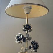 Vintage Franco Italy lamp with silver and gold metal flowers