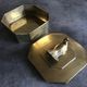 Box in solid brass octagon shape bird decoration 14,8cm