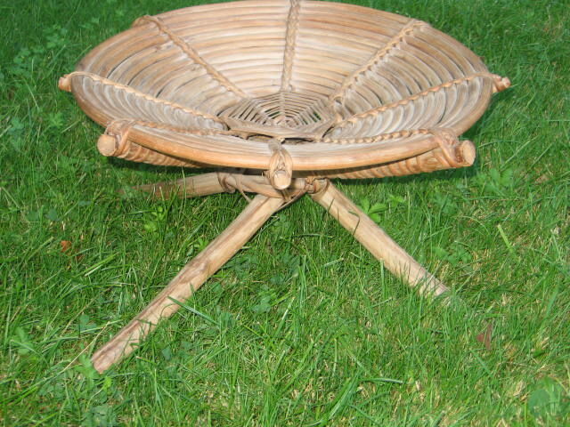 Low seat vintage rattan and wood