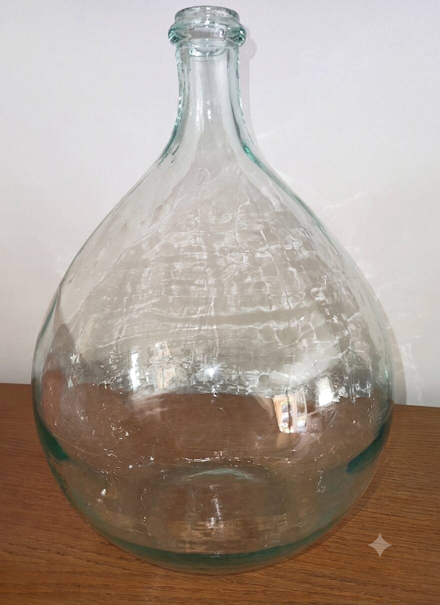 Old Dame-Jeanne Signed SN (Souchon-Neuvesel) - Blown Glass Turquoise