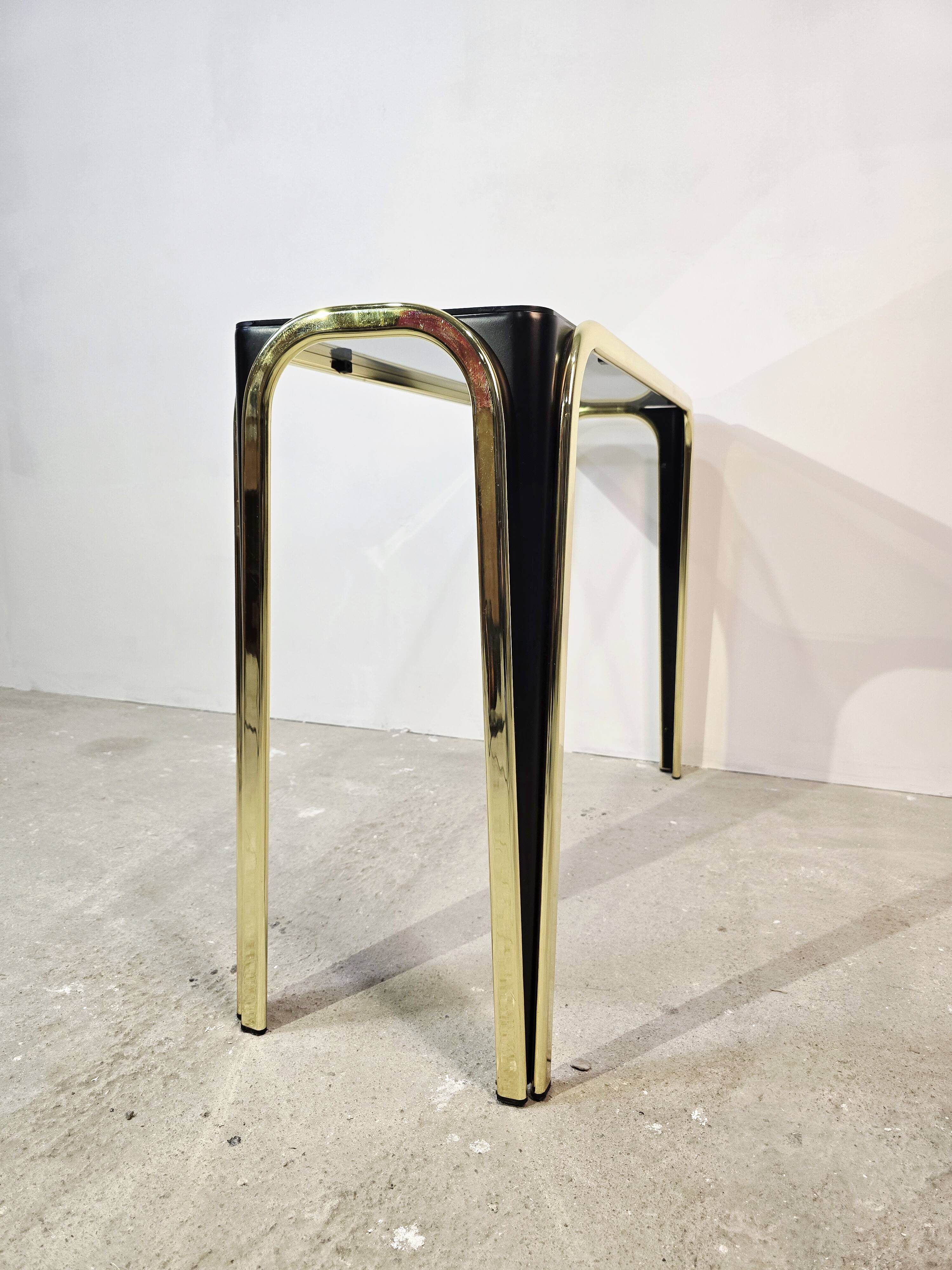 1950s glass and gold console table – Mid-century modern style