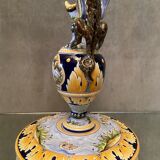 Ewer on flat display in earthenware of Nevers Renaissance decoration