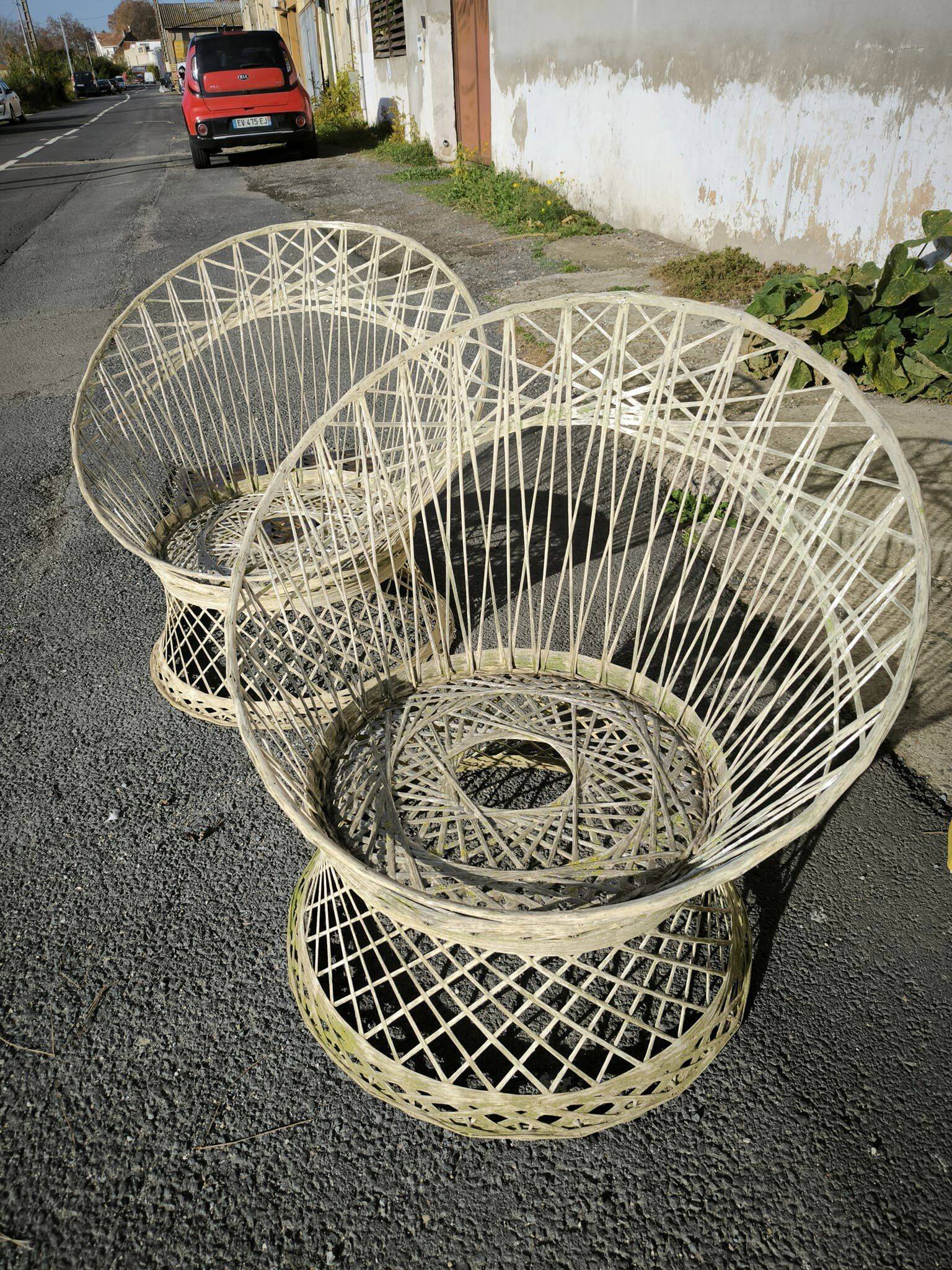 Pair of large garden armchairs