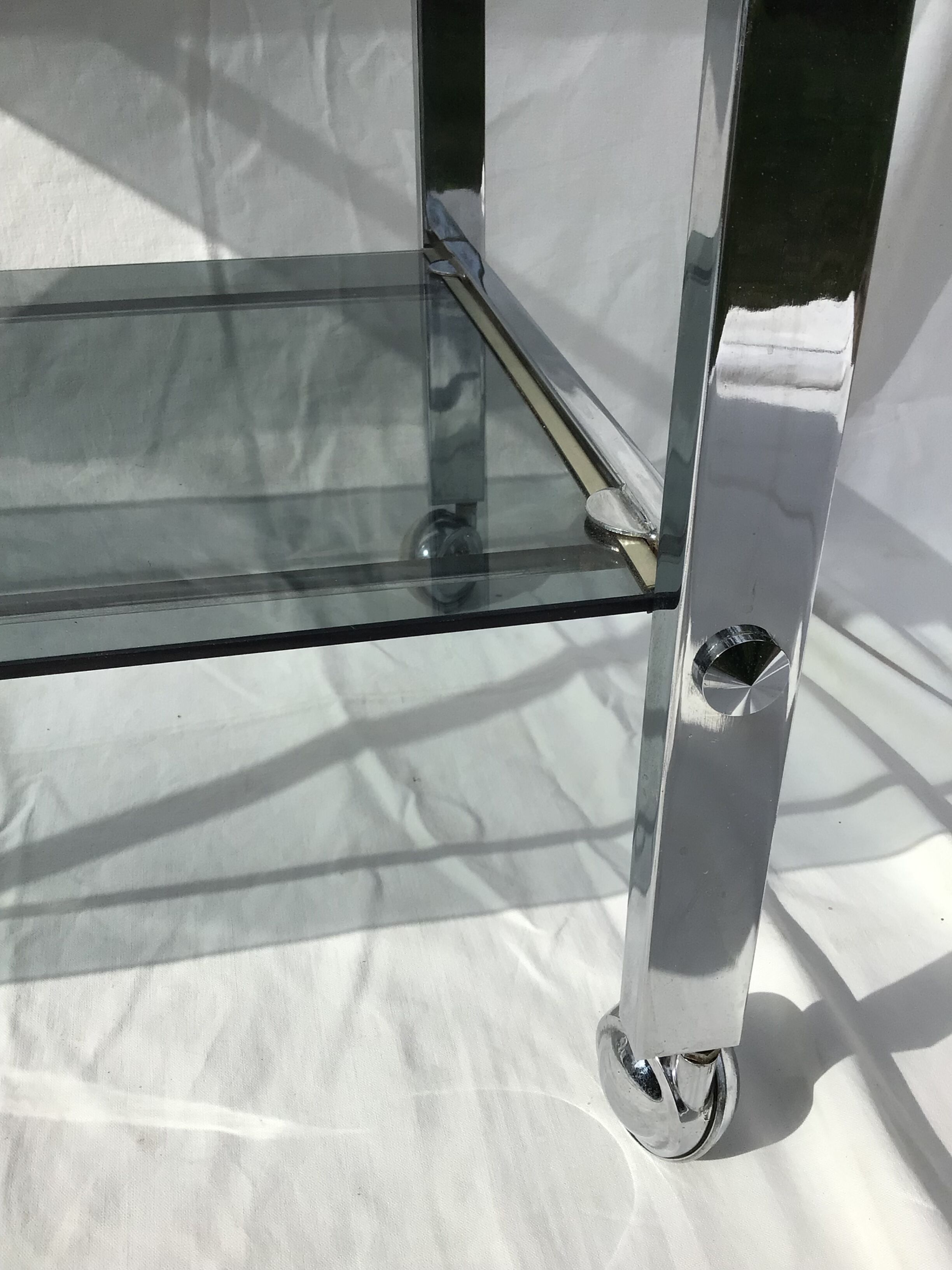 Rolling service chrome smoked glass dark grey