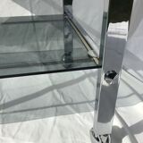 Rolling service chrome smoked glass dark grey