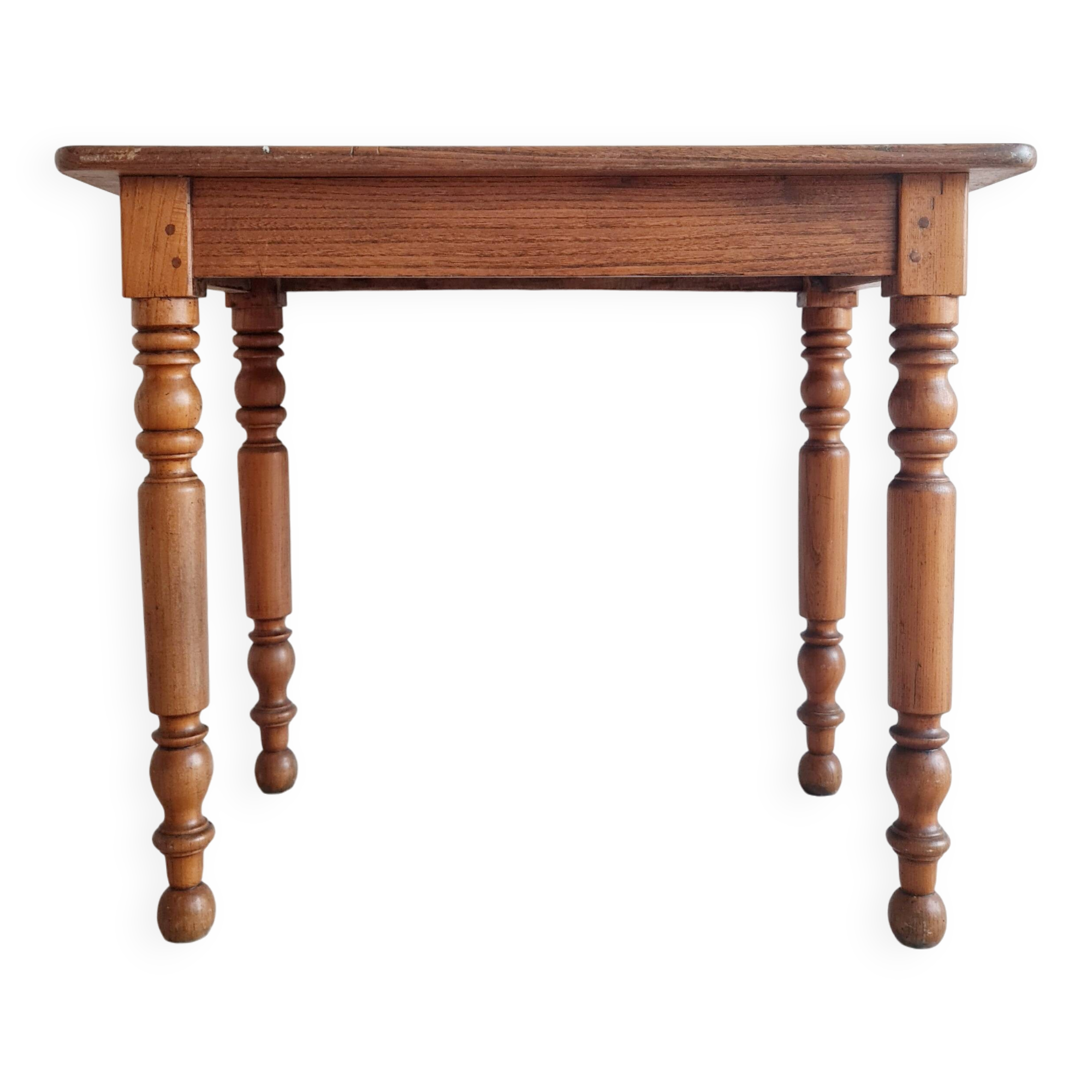 Table ancienne - bureau en bois massif pieds tournés