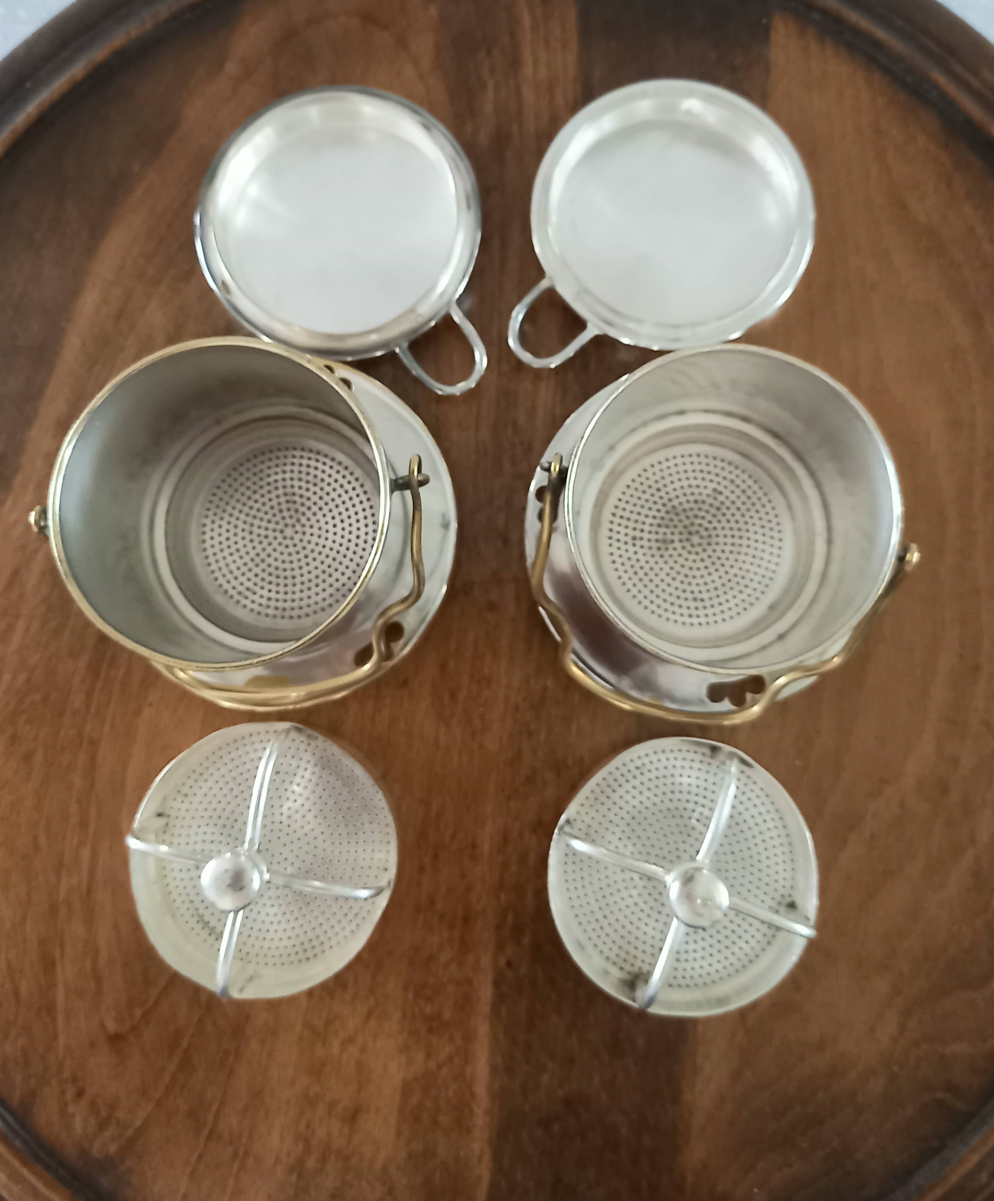 Individual silver-plated Art Deco coffee pots